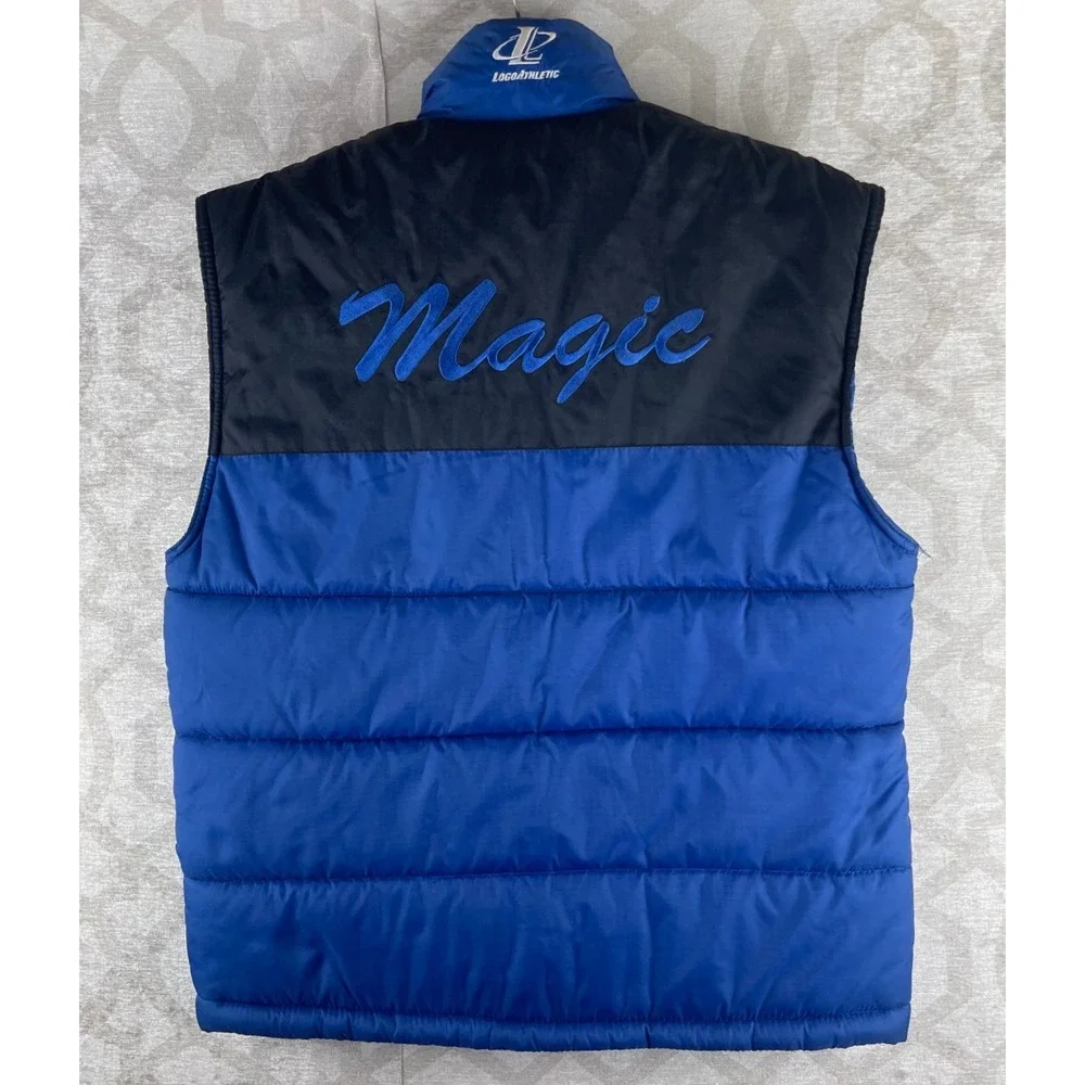 Logo Athletic Orlando Magic Youth M Blue Black Vintage NBA Puffer Vest Nylon 90s